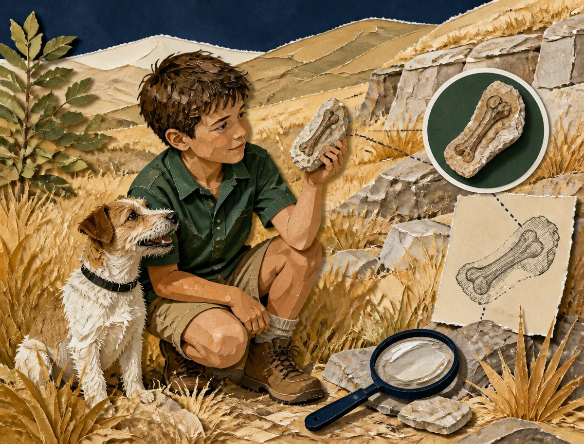 Paper collage illustration for The Kid Who Discovered A New Species