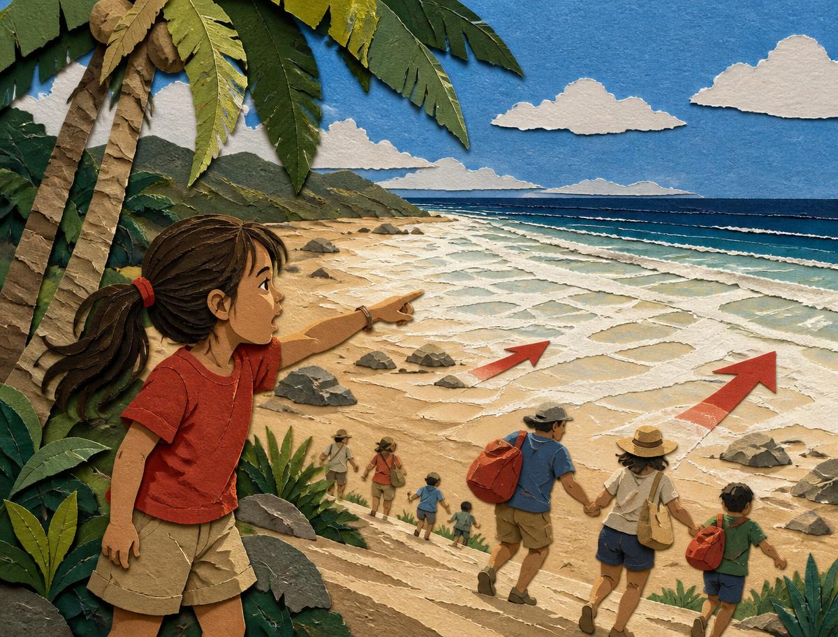 Paper collage illustration for The Kid Who Sounded The Alarm